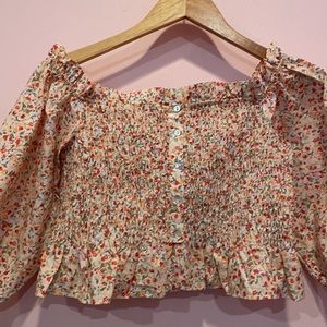 Ruched Off the Shoulder Crop Top